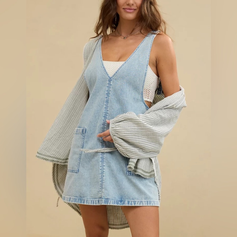 aerie Light Blue Denim Mini Dress